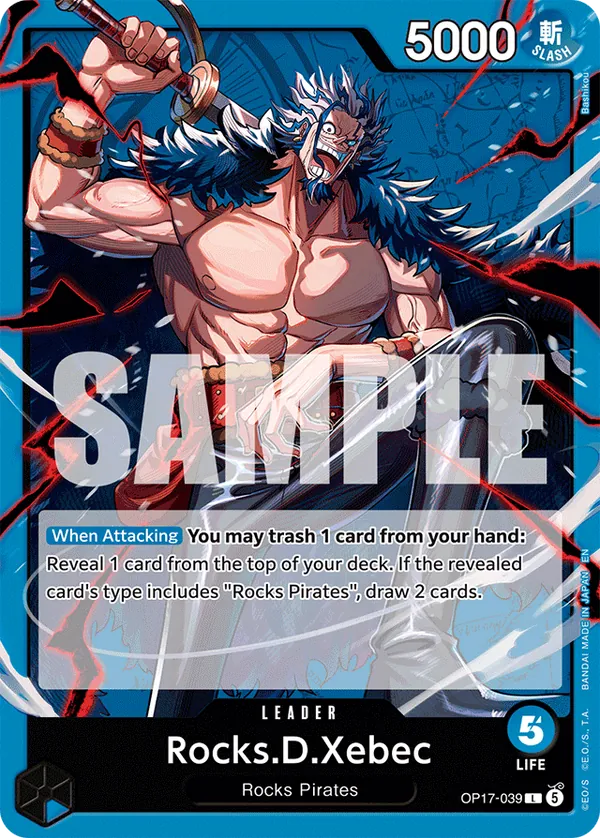 Rocks D. Xebec leader card, OP17-039