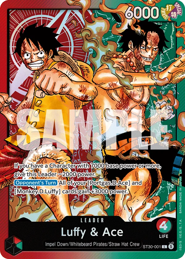 Luffy & Ace leader card, ST30-001